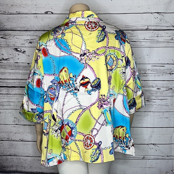 George Simonton NWT 3X Fish Nautical Bahamas Vacation Print Button Front Jacket - Picture 5 of 6